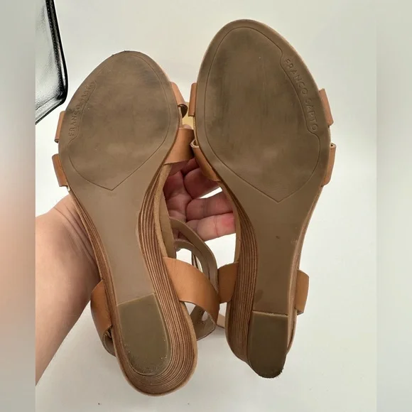 FRANCO SARTO Tan Leather ‘Dare’ Sandal Wedges | Size 8.5 - Picture 14 of 14